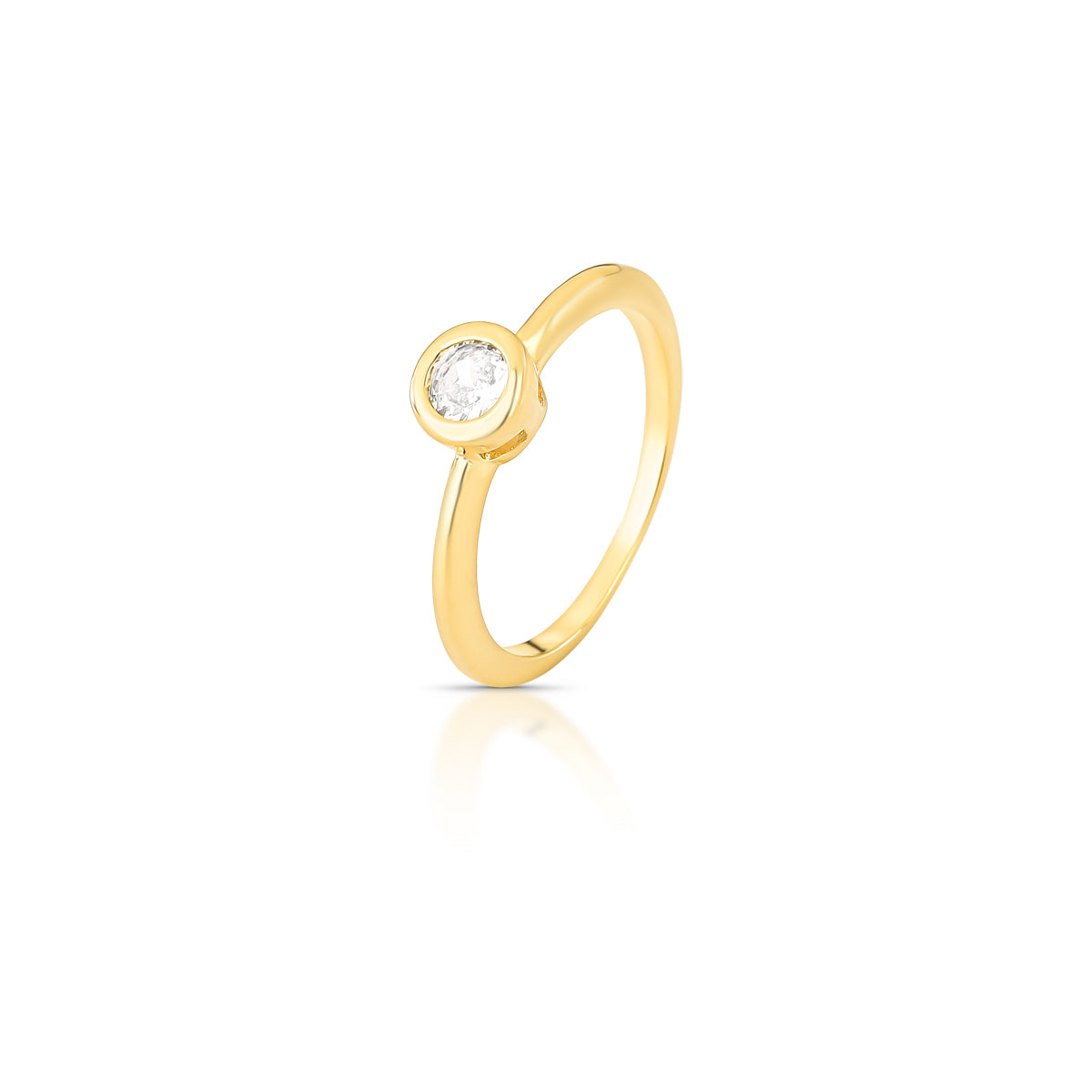 ANILLO SOLITARIO INGLÉS BAÑO EN ORO