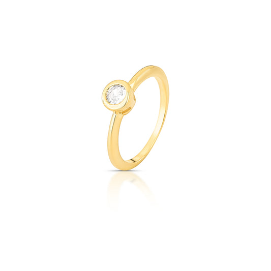 ANILLO SOLITARIO INGLÉS BAÑO EN ORO