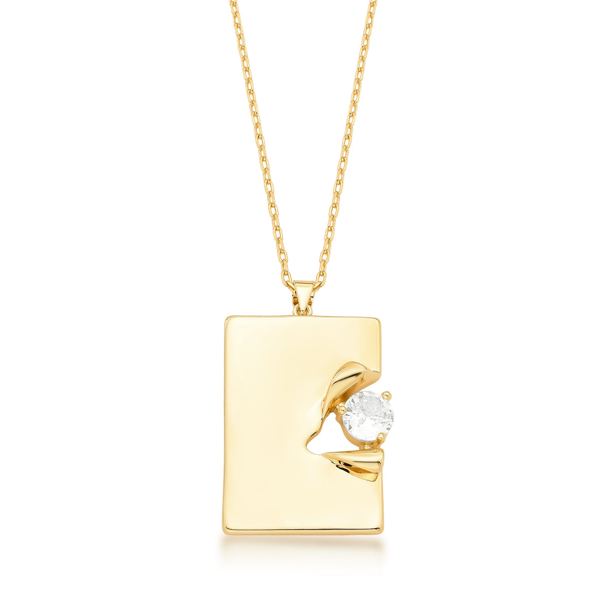 Collar rectangular con zirconia